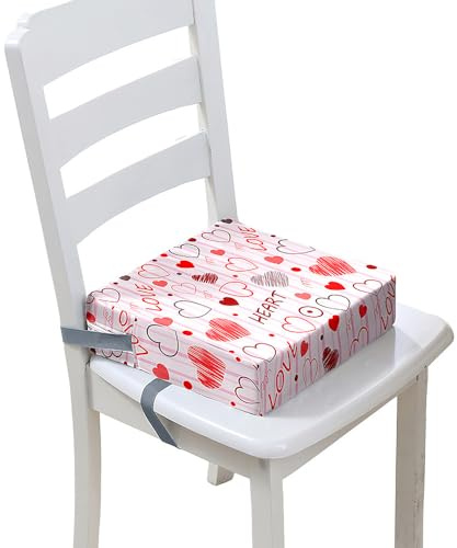 FANSU Kinder Sitzkissen Sitzerhöhung Stuhl, Herz Druck Baby Kind Sitzkissen Quadrat Zerlegbar Kleinkinder Esszimmerstuhl ErhöHen Pad Esszimmer Boostersitze (40x40x10cm,Rosa 3)