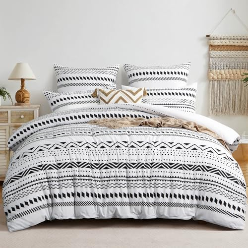 RUIKASI Bettwäsche 200x220 3 teilig Grau - Bettbezug 200 x 220 Set mit Boho Muster, Bettwäsche-Sets 200x220cm aus Mikrofaser mit Reißverschluss Weich und Bügelfrei