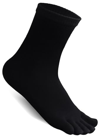 Chaussettes thermiques à orteils 28% laine chaussettes d'hiver chaudes chaussettes à bout côtelé chaussettes à cinq doigts U209WR (FR/ES, Numérique, 39, 43, Taille normale, Taille normale, Noir)
