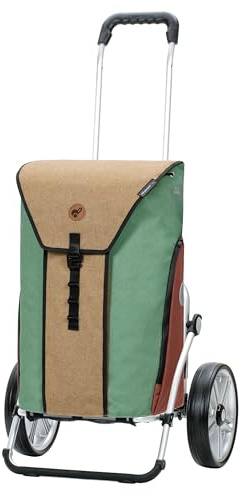 ANDERSEN Einkaufstrolley - Royal Shopper Oli.P 2.0 beige | mit Kugellagerrädern, große Räder, 25 cm, aus Alu, bis 50 kg - Tasche mit Thermofach, Seitenfach, Reflektoren, 50 L