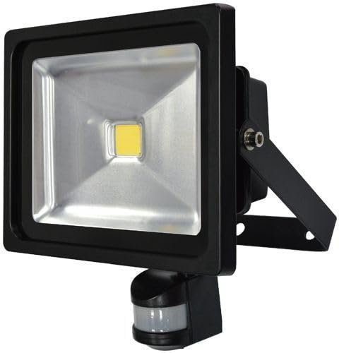 Titan LED Floodlight, Aluminium, 20w LED Floodlight c/w 100° PIR in Black