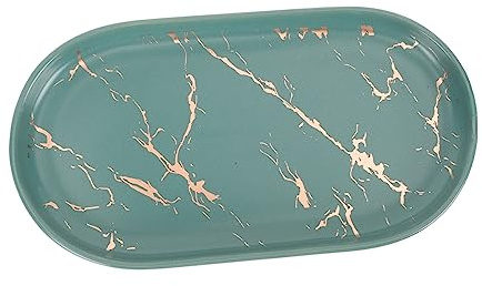 Amosfun Vassoio Decorativo Con Effetto Per Bagno Portaoggetti Per Cosmetici e Gioielli Design Per Organizzazione e Vassoio Oval Verde