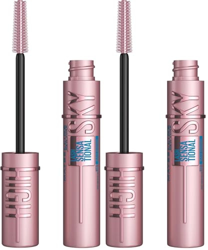 Maybelline New York, Máscara de Pestañas Lash Sensational Sky High Waterproof, Longitud sin Límites y Volumen Redefinido, Resistente al Agua, Negro (Paquete de 2)