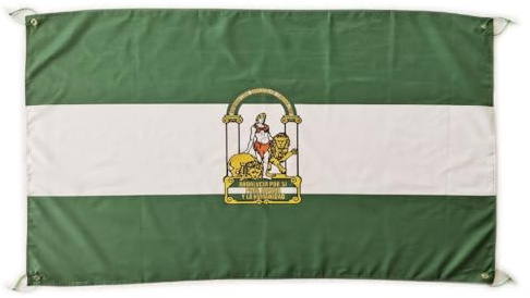 Bandera Andalucía Grande 150x90cm, Bandera Andalucía para Balcon con 4 Ojales y 4 Bridas, Banderas de Andalucía Grandes para Eventos Deportivos