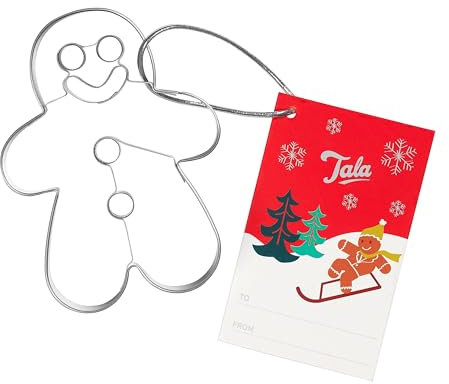 Tala Christmas Gingerbread Man Cutter, Detailed Biscuit Cutter for Baking and Optimal for Fondant and Dough, Stainless Steel Cutter, Metalic