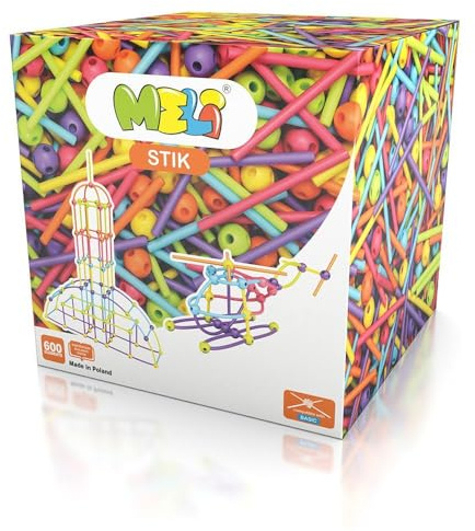 Meli Stick 600 – 600 Bunte Stik Bausteine für kreative Konstruktionen – inklusive Kugeln und Stäben