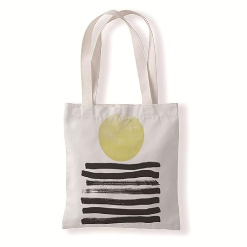 Jutebeutel Schwarz Gestreift Gelb Tote Bag Baumwolle Hanf Stoffbeutel Große Kapazität Stofftasche Faltbar Jutetasche Langlebig Baumwolltasche Bedruckt Stoffbeutel zum Bemalen Waschbar 30x40cm/3 Pcs