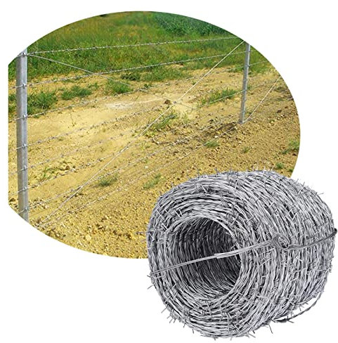 GOCHUSX Stacheldraht, Doppelter Stahldraht, Rolle, Zaun Zur Tierabwehr Im Garten, Leicht Zu Biegen, Schutz, Stacheldraht, Basteldraht, Für Gewerbliche Private Fabriken(1.8mm-200m)
