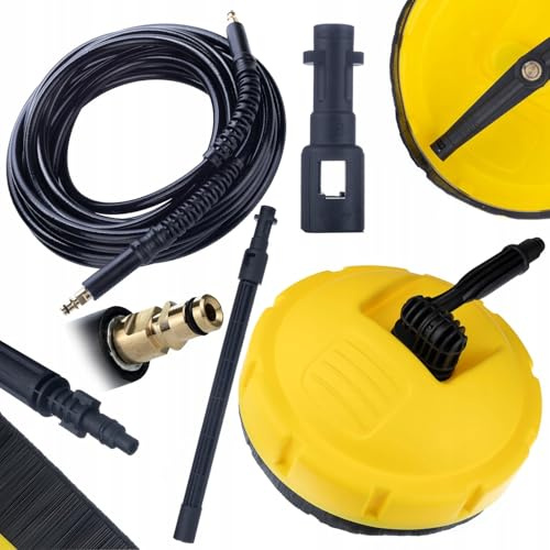 Rosfix Set T-Racer Flächenreiniger + Hochdruckschlauch 10 m – Ersatz für Hochdruckreiniger Kärcher K2–K7 | Click-Anschluss | 180 bar, 60 °C | Zubehör für Pflasterreinigung