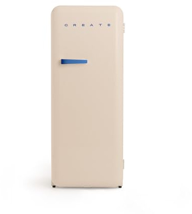 CREATE / RETRO FRIDGE 150 COBALTO/Frigorífico arena maneta azul cobalto con congelador 281L / 102W. bajo consumo. 150cm. 3 estantes. regulador temperatura. botellero. 60x60x150cm