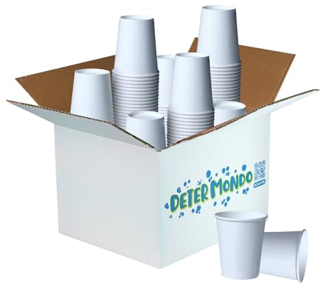 DETERMONDO Bicchieri Carta Bianchi Monouso Grandi 250 ml Usa e Getta, Termici Ideali Per Acqua, Caffè, Cappuccino, Tisane e Bevande Calde Compostabili e Riciclabili 150 pz