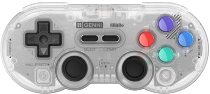 GENKI x 8BitDo PocketPro Portable Wireless Game Controller with Hall Effect Joysticks Rumble, Gyro, USB-C Cable Gamepad for Portable Consoles, Switch, Windows, Mac OS, Android, Steam Deck
