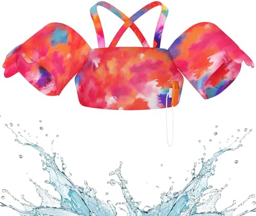 HeySplash Gilet da Nuoto per Bambini, Braccioli Galleggianti da Bambini con Peso 22-44lbs Anni 2-6, Giubbotto Galleggiante Bracciali Nuoto con Cinghia Regolabile per Bambini, Tie-Dye Colorato