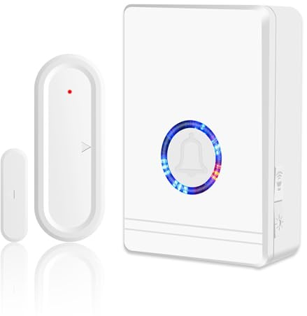 NineLeaf Kabelloser Türöffnungsalarm Sensor Gong, Geschäftstür Gong | 180M Reichweite 48 Glockenschläge 5Lautstärkestufen mit Nachtlicht, Türsensor Alarm für Home Store Büro Sicherheit