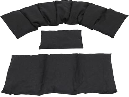 Körnerkissen UNI - STOFFE 3 er Set Langes 80 x 18 cm 8 Kammer + 3 Kammer + kleines Kirschkernkissen Wärmekissen XXL Schulterkissen Nackenkissen Mikrowelle + Backofen (Schwarz Uni, Weizen)