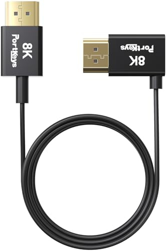 Portkeys 8K HDMI Cable High-Speed HDMI Ultra thin 10-Core Coaxial Cable, 2.4mm Diameter 19-PIN Full PIN Mapping Support 8K60Hz 4K240Hz for Camera Monitor/PC/TV/Game (Coaxial Cable, 1m)
