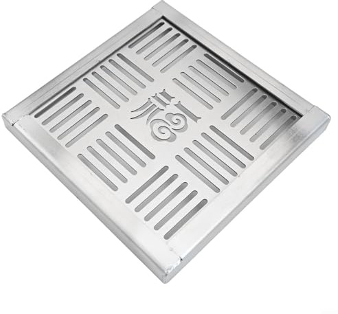 Eawfgtuw Stainless Steel Drain Grate Outdoor Drainage Cover, Square Floor Drain, Channel Grate, Outdoor Drainage Grate, 150/200/300mm Square Floor Drain with Frame for Garden Driveway(200*200*20*2mm)
