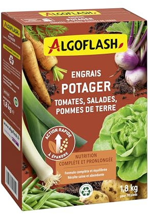 Algoflash Engrais Potager Tomates, Salades, Pommes de terre, Action prolongée - 1,8 kg
