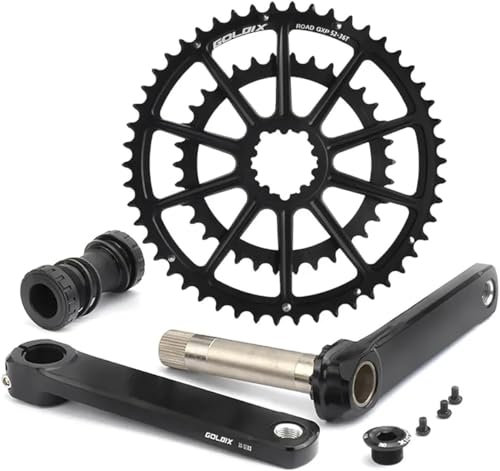 165/170/172,5/175 mm Rennrad-Kurbelgarnitur, GXP-Kurbelgarnitur aus Aluminiumlegierung mit 50-34T/52-36T/53-39T Tretlager, Doppelkettenblatt für 9-12-Gang (52-36T, 172,5 mm)