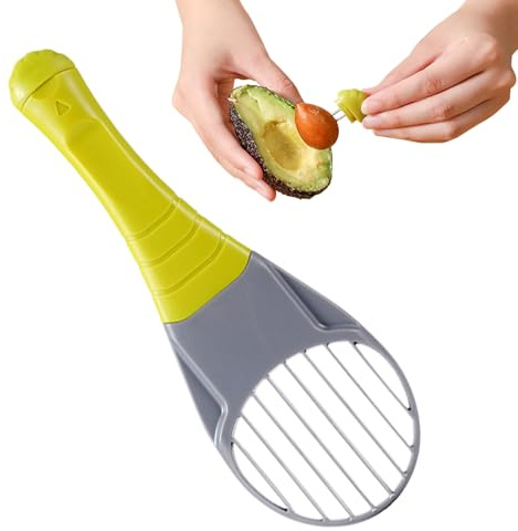 Celuicion Cortador de aguacate – Pelador para eliminar avellanas, cocina compacta con mango cómodo para cortar, rebanar, frutas