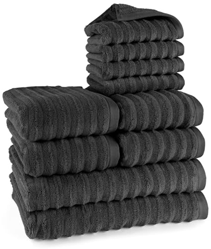 Pure Label Handtücher Set 10-TLG 2x70x140 4x50x100 4x30x50 Schwarz | Weich, saugstark und pflegeleicht – für ein angenehmes Gefühl jeden Tag