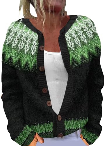 Generisch Damen Strickjacke, Strickjacke Elegant Damen, Pullover Strickjacken Elegante Winter Warm Herbst Jacke Strick Übergangsjacke Leichte Sweater Norweger Strickpullover