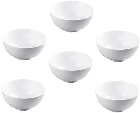 Cabilock 6 pièces Bols Porcelaine Blanche Empilables Bols Isolants pour Riz et Salades Service de Table pour Restaurant et Maison Lot