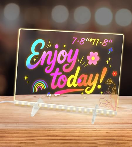Tablette Lumineuse Dessin Enfant, 30x20cm Tableau Lumineux Tablette Ecriture Enfant En Incluant 7 Surligneurs, les enfants, les familles, les bureaux, les décorations de fête et les cadeaux de Noël