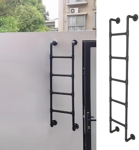 Generisch Scaletta in metallo per scantinati, scala sottotetto in ferro battuto, scaletta in metallo – soluzione montata a parete per letti a castello