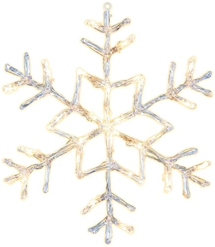 EGLO LED Fensterdeko hängend Antarctica, Hängedeko Schneeflocke, Dekoleuchte, Stahl, Kunststoff in weiss, transparent, warmweiß, IP44