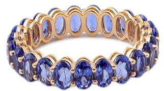 Wedding Rings, Statement Ring Ewigkeit mit Blau Lila Ovalschliff Tansanit 18K Gold Größe 52 (16.6)