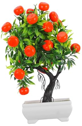 ROMISBABA Árbol Artificial Simulación Naranja Bonsái Decorativo Maceta para Oficina Hogar Sala sin Riego