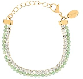 Breil, Collezione Gem, Bracciale Tennis Donna, Bracciale con Due Catene in Acciaio Lucido, Cubic Zirconia e Perline, Chiusura a Gancio, Lunghezza Regolabile 15-21 cm, Idea Regalo Donna