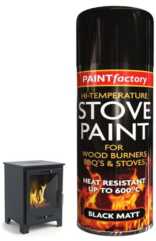 Pluto Packaging 400ml Matt Black Hi Temperature Stove Paint For Wood Burners & Stoves Heat Resistant (1)