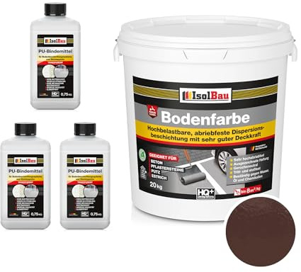 Isolbau - 2K PU-Bodenbeschichtung für Innen- und Außenböden - Bodenfarbe Braun mit PU-Bindemittel für Garagen, Werkstätten, Kellern - Garagenboden-Beschichtung - Betonfarbe 4kg