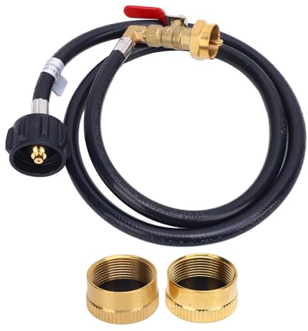 ViaGasaFamido Manguera Adaptadora de Repuesto Adaptador de Manguera de Gas de 48 Pulgadas con Válvula de Control y Medidor para Tanques de 1 LB a 20 LB Calentador de Parrilla para Acampar