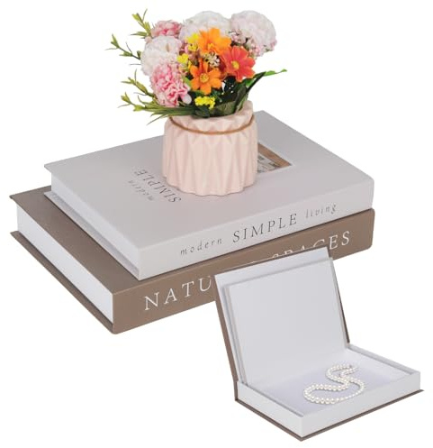 KBIBCK Decorative Faux Books Boxes, 2Pcs Foldable Faux Books for Decoration, Stacked Faux Book, Modern Fashion Decorative Book Set, Fake Hollow Books Decor for Home Office Bar Coffee Table Bookshelf