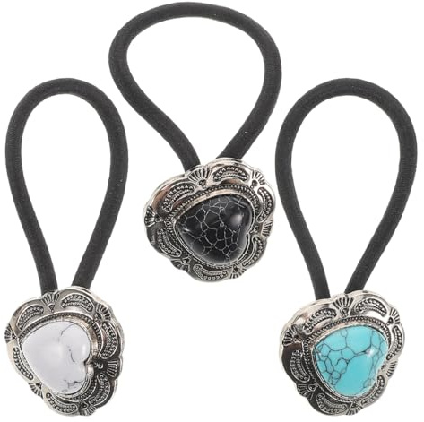 jojofuny 3 StüCk Pferdeschwanzhalter Haarmanschetten Aus Metall Im Vintage Stil Mit TüRkisfarbenen Perlen Haarschmuck FüR MäDchen Damen Western Look Und Festliche AnläSse