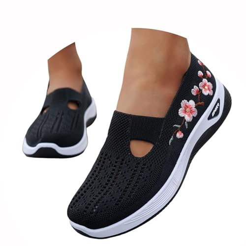Scarpe Ortopediche Donna Estive Senza Lacci Scarpe Slip On da Corsa Camminare Comode Ginnastica Morbida Sneakers Traspiranti Leggere Sneakers Diabetici Pianta Larga Sanitarie Outdoor Sport