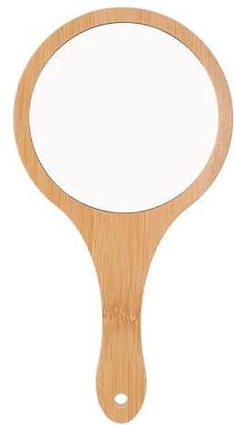 Artibetter Handspiegel aus Bambus mit Griff Leichter und Kompakter Kosmetikspiegel für Damen mit Klarem Spiegelbild für Persönliche Schminkpflege Unterwegs