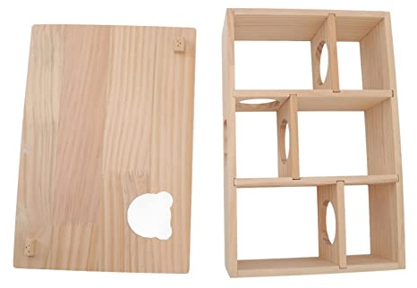 Vroomoto Maison en Bois pour Hamster, Cachette pour Hamster, Cabane en Rondins Animaux de Compagnie, Toit Amovible, Tunnel Souterrain, Labyrinthe, 6 Chambres, Zone d'activité
