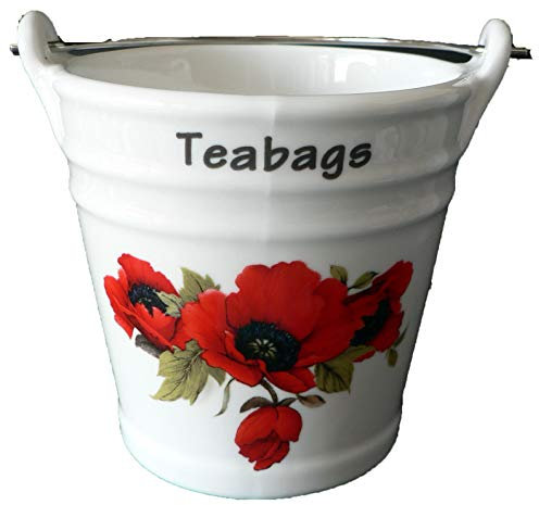 Poppy Teabag Tidy Bucket Shaped Teabag Tidy in Choice of 2 Sizes (Large)