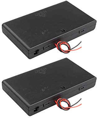 HALJIA Batterie-Aufbewahrungsbox mit EIN-/Ausschalter, Gehäuse und Kabelleitungen, 12 V, AA, 8 x 1,5 V, 2 Stück
