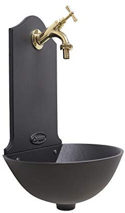 Fonderia Bongiovanni | Gartenbrunnen | Wandbrunnen | Modell Malaga | mit Wasserhahn Messing poliert 303L | Haus Garten | Gartenbrunnen Outdoor