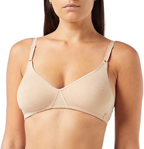 Nur Die Baumwoll BH bügelloser doppellagiger Softcup-BH Bra weich bequem unsichtbar nahtlos unter der Kleidung Damen, Haut, 85C