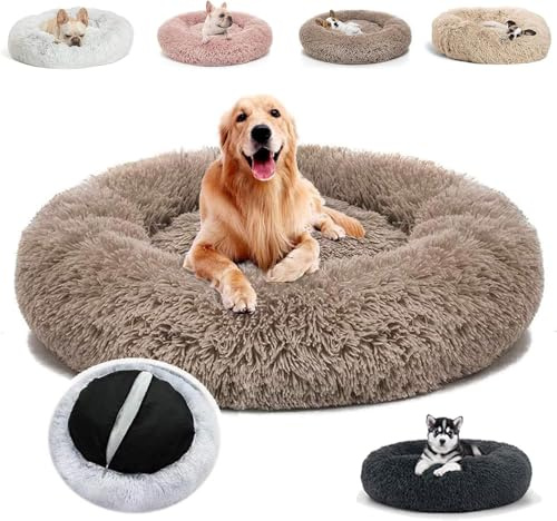 JRUI Hundebett für Mittelgroße Hunde, Waschbar Katzenbett Hundekissen, Rund Plüsch Hundesofa Hundekörbchen Katzenkissen Flauschig