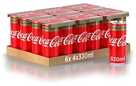 Coca-Cola Senza Caffeina – 24 Lattine da 330 ml, Tutto il Gusto di Coca-Cola Senza Caffeina, Lattina 100% riciclabile, Bevanda Analcolica