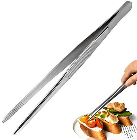 FANSEZQ Pinzette per Barbecue in Acciaio Inossidabile 304, pinzette per Cucina Professionali con pinzette per Alimenti a Manico Lungo, pinzette per Barbecue multifunzionali, 30 cm