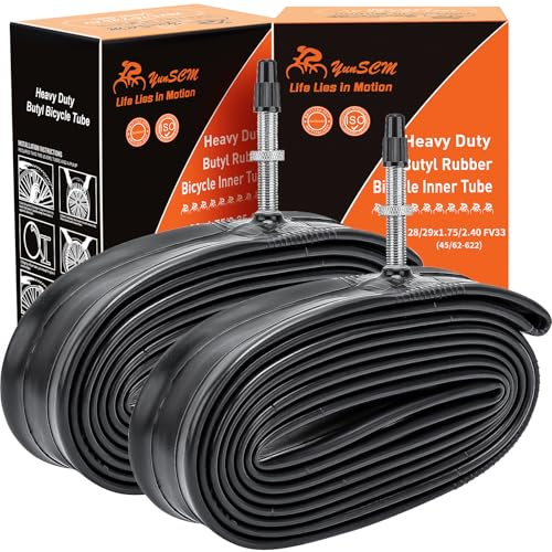2-PCS 28/29 Heavy Duty Bike Tubes 28/29x1.75/2.4 FV33mm Presta Valve 45/62-622 Bicycle Inner Tubes Compatible with 28/29x1.75/1.95/2.0/2.10/2.125/2.20/2.25/2.30/2.35/2.40 Bike Tire Tubes