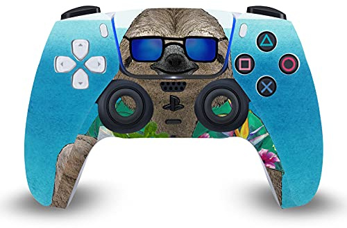 Head Case Designs Paresse en été Mix Art Vinyle Plaque Frontale Autocollant De Jeu Peau Autocollant Couverture Compatible avec Sony PlayStation 5 PS5 DualSense Controller